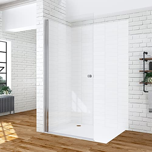 Walk-in-Dusche mit Tür 75 cm Duschabtrennung Drehtür 1 teilig pendelbar Duschwand Glas Begehbare Dusche Glastür Duschtrennwand Klarglas 6 mm NANO-Beschichtung | OHNE Magnetprofil-Set | OHNE Duschwanne
