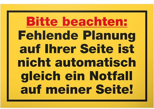DankeDir! Fehlende Planung - 30 x 20 cm Schild - Türschild lustiger Spruch Spruchschild Büro Geburtstagsgeschenk - Party Kollegen Freunde Deko Partydeko Geschenk Geschenkidee Firma