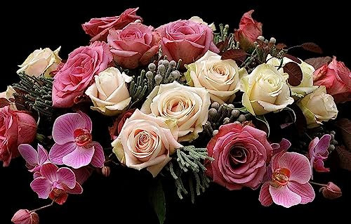 Puzzle 1000 Pieces Adulte Bouquet De Fleurs De Roses Colorées 75 * 50Cm