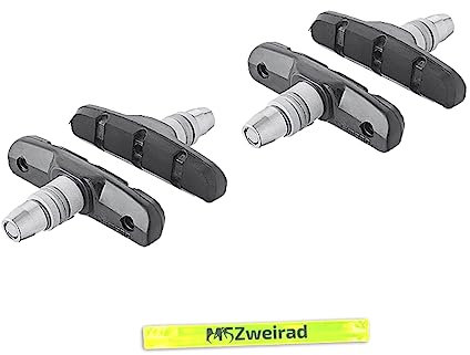 2 Paar Shimano Bremsbeläge S65T + V-Brake Einstellhilfe - Fahrrad Bremsklötze für MTB und Rennrad - Felgenbremsbelag Bremsschuh