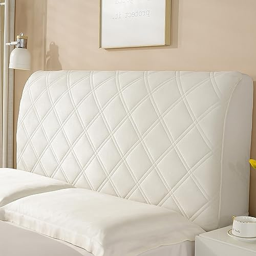 Wambere Testiera per letto, copricapo per letto, rivestimento per la parte posteriore del letto, rivestimento antipolvere, per la testiera, per il letto, per lo schienale, colore bianco off, A, 180 cm