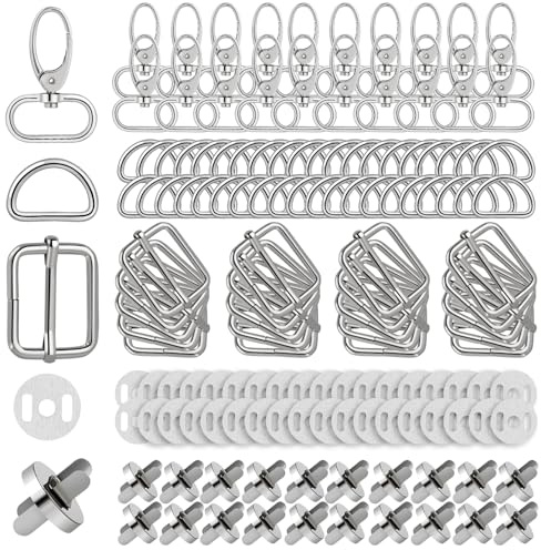 HOLDLEAF 140 Stücke Metall Drehbar Karabinerhaken D-Ringe Metall Schnallen Schieber Magnetknöpfe Set