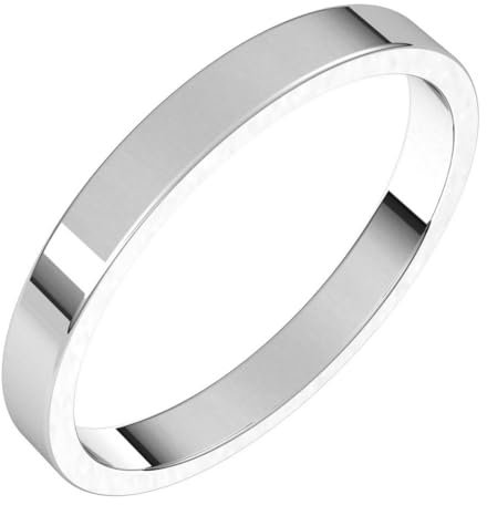 14 Karat Weißgold, 2,5 mm, flacher Bandring, US-Größe 6,5, Schmuck für Damen, One Size, Metall Weißgold Goldfarben Metall: Weißgold, Kein Edelstein