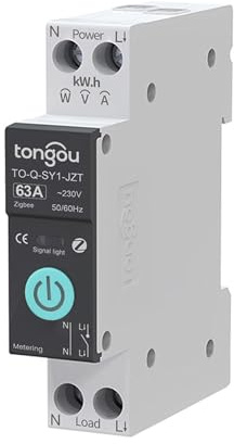 TONGOU DIY Zigbee Intelligenter Schalter|63A Smart Relais Schalter|Kompatibel mit Alexa & Google Assistant|iOS Android App|TUYA/Smart Life APP Fernbedienung|mit Messung|Sprachsteuerung und Zeitmessung