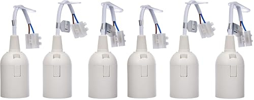 Kopp Renovier-Fassung, vormontiert mit ca. 13 cm sichtbarer Leitung H03VV-F 2x0,75mm², Lüsterklemme und Zugentlastung, 3 Stück in Verpackung, E27, max.60 W, Farbe weiß, 214601044 (Packung mit 2)