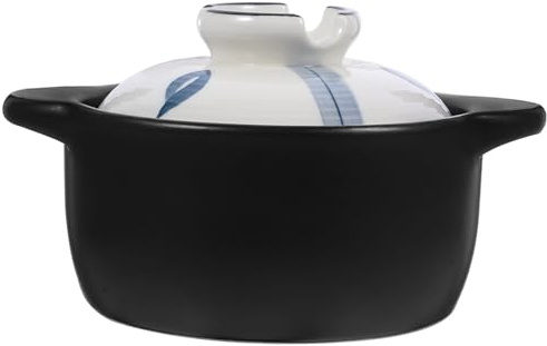 UPKOCH Cacerola Cazuela De Cerámica Con Tapa Olla De Barro De Porcelana De 1 6 L Para Cocinar Tazón De Cocina Coreano Olla Japonesa Sumi Kannyu Donabe Olla Para Estofado De Cocina