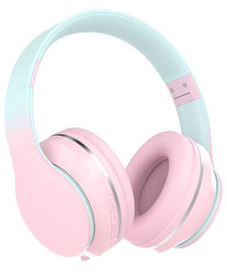 Casque supra-auriculaire sans fil pour enfants avec microphones, son stéréo, 10 heures d'autonomie, casque pliable et réglable pour enfants, casque Bluetooth 5.1 pour adultes, école, voyage (rose)