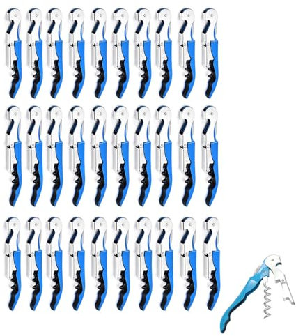 ApribotTiglie di Vino, Cavatappi Professionale Set Apribottiglie di Vino, Cerniere in Acciaio Inossidabile Chiave di Vino per Camerieri del Ristorante, Sommelier, Baristi (blue 30 pieces)