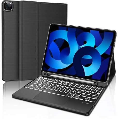 Funda para iPad Air de 5ª generación con teclado - iPad Pro 11 teclado con panel táctil, teclado QWERTZ inalámbrico desmontable para iPad Air 5, iPad Air 4 de 10,9 pulgadas