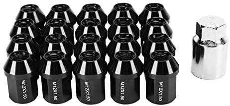 Yctze 20 Stück Radmuttern M12x1,5 Reifenmuttern 35 Mm 6061 Aluminiumlegierung Autoteile Geschlossenes Ende Ersatz für Camaro 1983 Bis 2002 (Black)