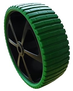 Pannensicheres Rad 260 mm Thermoplastischer Gummi Sackkarre Ersatzrad Slipwagen, Rollenlagerbohrung 20mm (W7/2/260/75/20/PPS/TPRGR/L/55-Shore), Schwarze Felge, grüner Gummi, Tragkraft 150Kg.