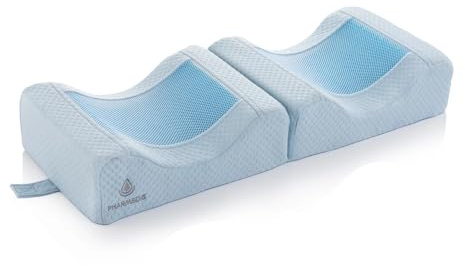 Pharmedis Klappbares Beinkissen mit Kühlgel - Orthopädisches Kniekissen für Seitenschläfer - Memory Foam Bein-Kissen - Beinhochlagerungskissen - Venenkissen für besseren Schlaf