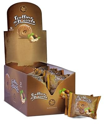 Destefanis & Novero | Biscotti Frollini Artigianali con Nocciole Tostate varietà TGT, Farina, Uova Fresche e Burro. Ideali per Colazione e Merenda. Espositore Monodose da 35 pezzi