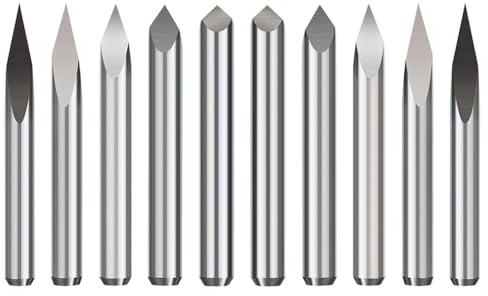 Set di 10 punte per incisione a macchina CNC, in acciaio ad alta velocità, per router CNC, 0,1 mm, 20°, 30°, 45°, 60°, 90°