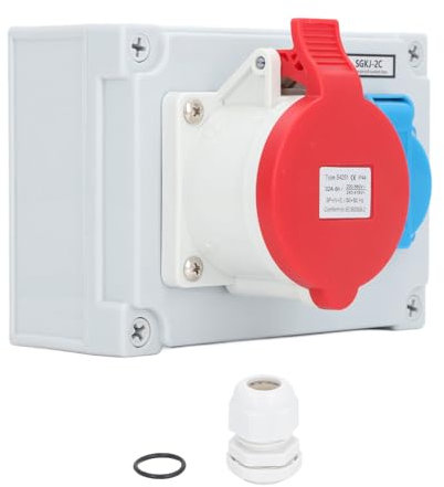 Topyond Prise murale CEE IP44 étanche AC 16 A et ​​A Style européen Prise combinée à 5 broches AC 220-380 V 240-415 V, boîtier ABS Entrée d'alimentation flexible pour une