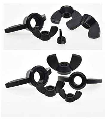 Flügelmuttern, Befestigungselemente, Flügelmuttern aus Nylon in Barrenform, Flügelmuttern aus Kunststoff M3, M4, M5, M6, M8, M10, M12 von Hand festziehen(Black,M3(10PCS))