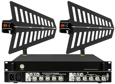 UHF Wireless Antenna Distribution System - 10 Channel Active Directional Antenna with 10 Outputs, 984ft Coverage for Stage Performances, Live Shows & Wireless Microphone Systems