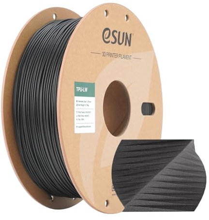 eSUN Light Weight TPU Filament 1.75mm, 3D Drucker Filament TPU-LW, Maßgenauigkeit +/- 0.05mm, 0.75KG Spule schäumendes Material für Modelldruck (Schwarz, 1KG)