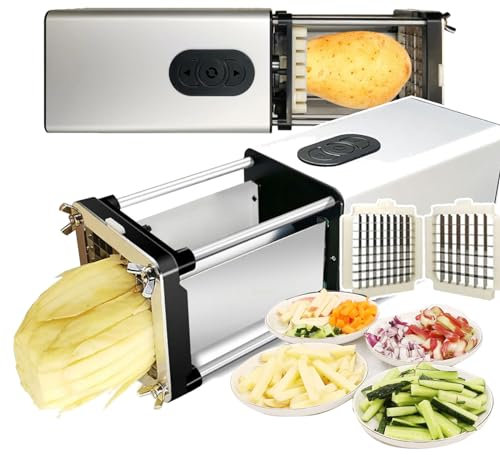 Electric French Fry Cutters(1/2 + 3/8 Inch Heads), Fries Cutters, Household Potato Slicer, Disassembly Convenient