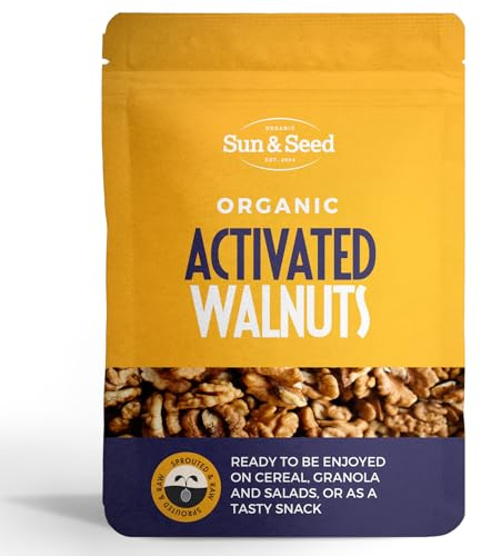 Sun & Seed Activated Organic Walnuts 200g – Soaked & Dried with Sea Salt – Enhanced Nutrient Absorption & Digestibility – Mild, Buttery Flavor – Perfect for Snacking, Baking & Salads