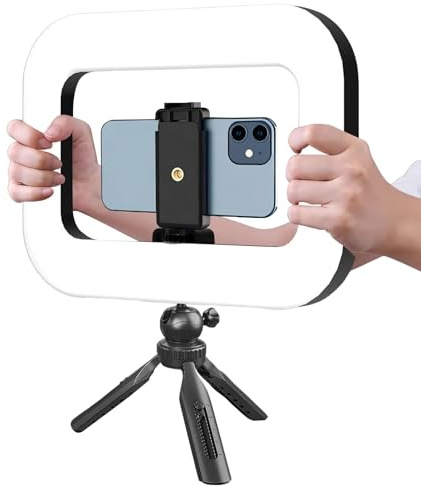 FANGZ Ring Light with Stand | Extendable Selfie Stick with Light | Foldable Lightweight Handheld Phone Holder for Streaming Recording Video Makeup Photography Travel