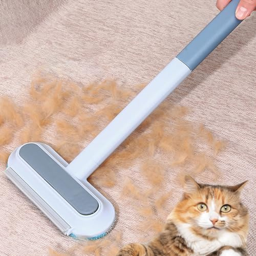 Tierhaarentferner, 3-in-1-Tierhaarentfernung mit spleißbarem, Carpet Rake,Fusselrasierer,Fellfeger Besen,Verstellbarem Griff für Möbel, Teppich, Kleidung (1, Blau)
