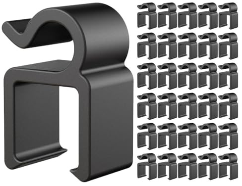 Hoement 40pcs Black Plastic Microphone Cable Clips with Cable Fixing Function Sturdy Holder for Microphone and Phone for Concert Hall and Light Stands