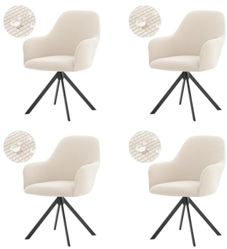 Levoberg Funda de Silla con Respaldo Impermeable Fundas para Silla de Comedor Extensible Cubierta de Sillón de Oficina Lavable Protección para Silla para Cocina Salón Hotel 4 Piezas Beige