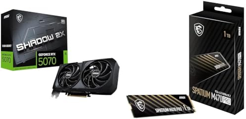 MSI GeForce RTX 5070 12G Shadow 2X OC Carte Graphique GDDR7, PCIe 5.0, HDMI 2.1b, DP 2.1b SPATIUM M470 Pro SSD 1TB - SSD Interne PCIe 4.0 NVMe M.2, 6000MB/s en Lecture & 4500MB/s en écriture