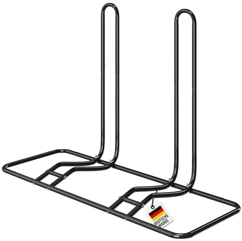 WELLGRO Fahrradständer Boden erweiterbar – Universal Fahrrad Ständer für Mountainbike, Rennrad & Fatbike – Robuster Radständer Stahl für Garage, Keller & Außenbereich – Schwarz (Für 2 Fahrräder)
