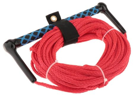 Fenteer Water Ski Rope, Wakeboard Tow Rope with Handle, Portable Tow Harness Wakeboard for Wakeboarding Kneeboard Accessory, Red Rope