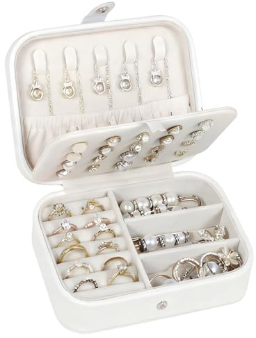 Kalamakala Smyckesförvaringslåda, för Kvinnor, i Läder, Liten Smyckeslåda för Resande Kvinnor Flickor, Resor, Halsband, Örhängen, Ringar och Armband