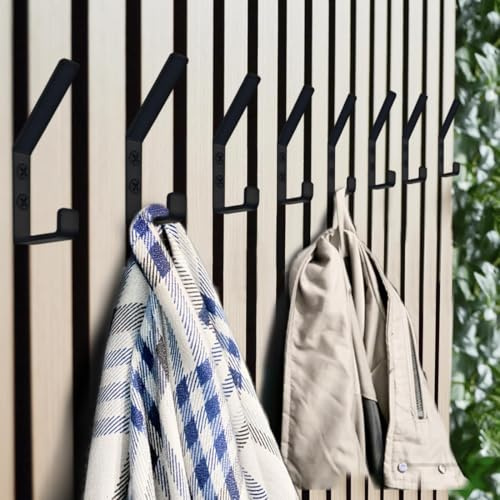 SHSMPXOY 8 stycken krokar klädhängare akustiska paneler dubbel väggpanelkrok robust väggkrok för badrum handdukar vägg väggmontering krokar med skruvar (svart)