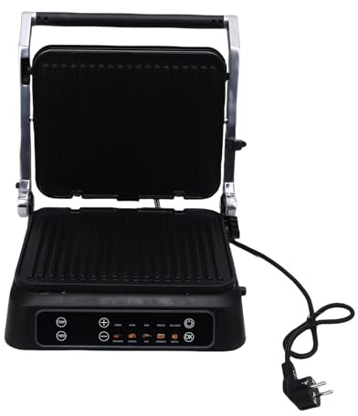 Smandy Griglia Elettrica per Panini, Display a LED da 2000 W, Rivestimento Antiaderente, Macchina per Colazione Staccabile con Piastre per Sandwich e Waffle per Tostare in Casa (Spina europea)