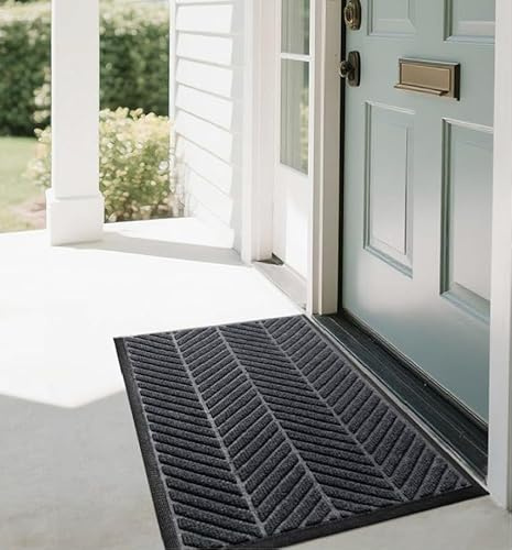 Schmutzfangmatte hochwertig und robust, Fußmatte Außen & Innen - Sauberlaufmatte mit 5mm hohen Borsten, rutschfest, waschmaschinengeeignet, waschbar & wetterfest, doormat (75x43,5cm, Anthrazit)