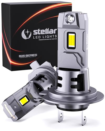 2-pack Stellar H7-lampor, 6 500 K, diamantvit, + 200 % ljusstyrka, halogenstorlek 1:1, halogenbrännare, ersättning för halogenbrännare, Canbus-klar, IP68-vattentät, 3 minuter, plug and play, 2 års