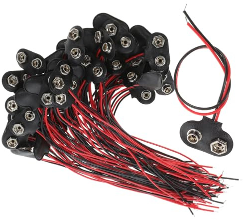 Alipis Connettore per Batteria da 9 V a Fibbia T Filo 6 CM Morsetto per Batteria 9V Set da 50 Pezzi per Apparecchiature Elettroniche e Esperimenti Scientifici