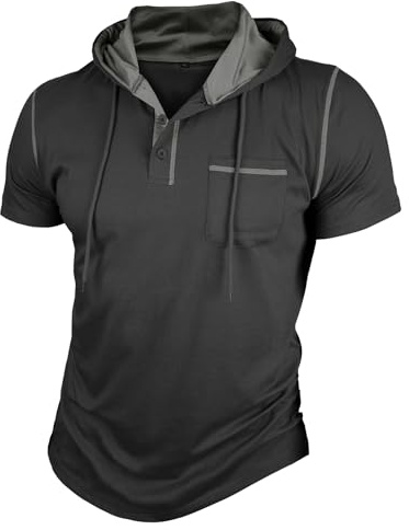 MakingDa Short Sleeve Hoodie Men's Workout Gym Pullover Hooded Shirt Athletic Pocket Muscle Fit Summer Sweatshirt Lightweight Running Boxing Hiking Sport Hoodys Shirts