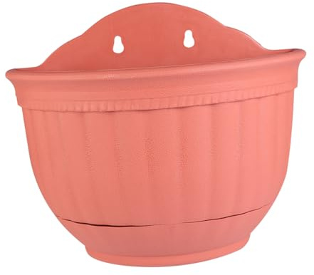 Ciieeo Vaso da Parete Semicircolare in Plastica Rosso Gancio | Stile Europeo, Vassoio Inferiore, Salvaspazio, per Fiori e Piante, Adatto a Giardino o Cucina