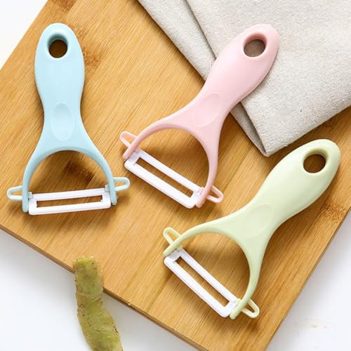 Ciieeo Pelador Multifuncional de Verduras y Frutas, 8 Piezas (4 Azul y 4 Rosa), Herramienta para Pelar Patatas y Zanahorias, Material Duradero, Adecuado para Cocina y Hogar