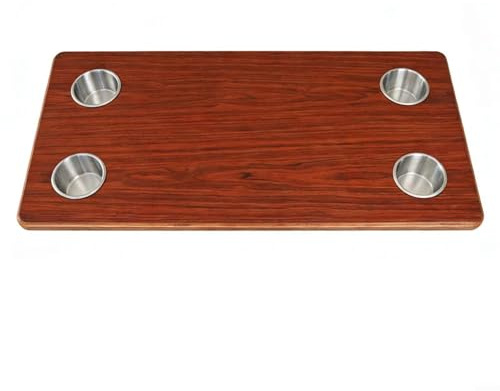 Piano in legno massiccio per camper 800 x 400 mm, rettangolare con 4 portabicchieri, robusto per camper barca, yacht, liscio, facile da pulire