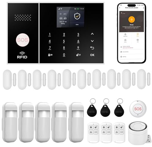 XUK Système d’Alarme sans Fil, Alarme Sécurité avec Capteurs, 24 PCS | 4G/WiFi Alarme Sécurité Intelligente,Compatible Alexa/Google Home,21 Alarme avec Sirène, Garder la famille en sécurité