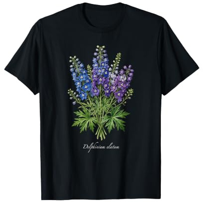 Delphinium pianta Illustrazione Delphinium elatum Maglietta