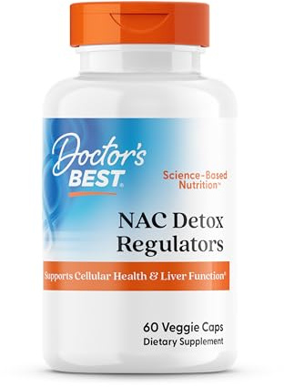 Doctor's Best NAC Detox Regulators Supplement for Men & Women - N-Acetyl Cysteine 600 mg, Liver Health Support, NAC Capsules with Selenium & Molybdenum, Supports Antioxidant Defense - 60 Veg Caps