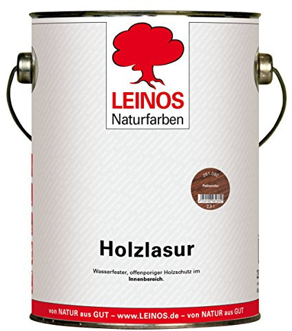 LEINOS 261 Holzlasur für Innen 082 Palisander – natürliche, atmungsaktive Lasur auf Wasserbasis für Möbel, Decken und Holzflächen im Innenbereich, offenporig, lösemittelfrei, geruchsarm, 2,5 Liter