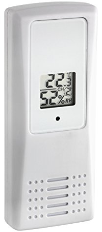 TFA Dostmann Ersatzsender mit Display, 30.3208.02, für 30.3054.10 und 30.3056.10, Thermo-Hygro-Sender, weiß