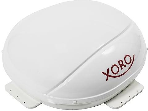 XORO MBA 26 - vollautomatische 39 cm Satellitenantenne, 12/24 Volt, Modernes Trackingverfahren, Empfang während der Fahrt, 4 Positionen vorinstalliert, Weiss