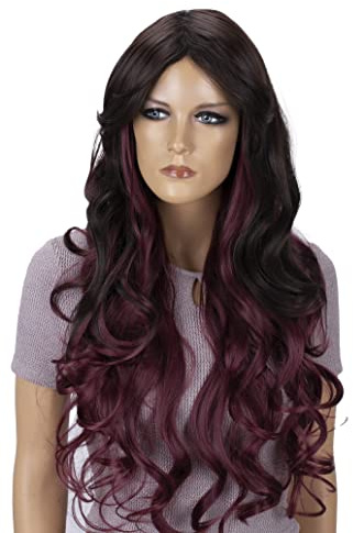 CAISHA Perücke Wig Cosplay Fasching Halloween Braunrot Mix WL100