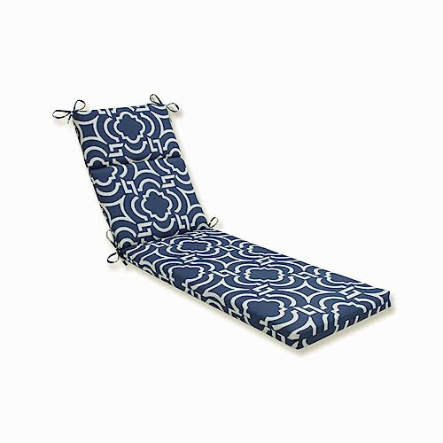 Pillow Perfect Trellis Indoor/Outdoor 1 Piece Split Back Chaise Lounge Cushion, 1 Count, 72.5 x 21, Blue Carmody Navy