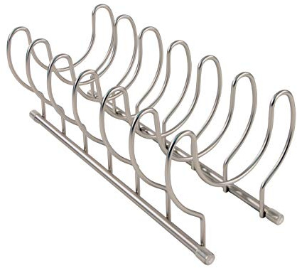 Spectrum Pot Lid Organizer Inside Cabinet Holder in Satin Nickel for Plate and Pan Lids, 6 Slot Lid Holder and Plate Organizer for Kitchen Storage, Plate Rack Organizer for Cabinet 5 X 13 X 5.75